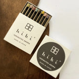 Two boxes of hibi matches on a wooden surface