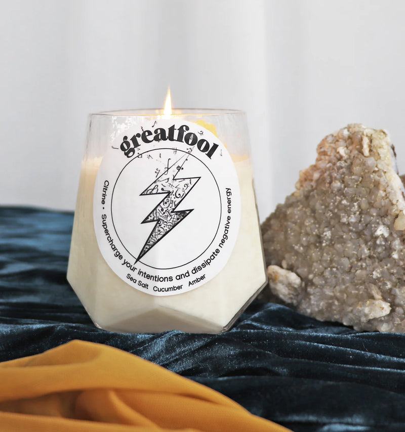 Great Fool -Citrine and the Queens  - Crystal candle